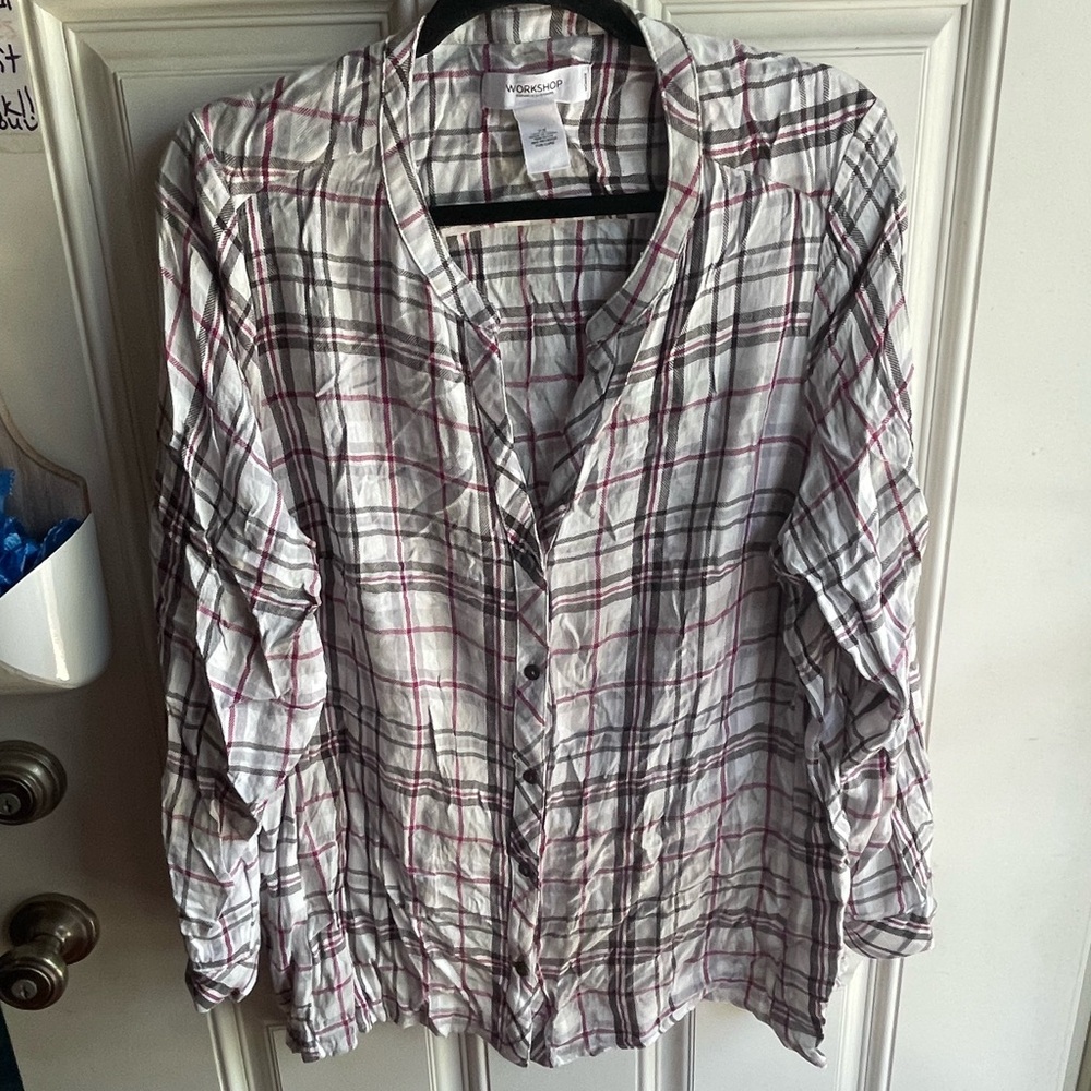 Workshop Republic Clothing Checkered Top - White and Pink